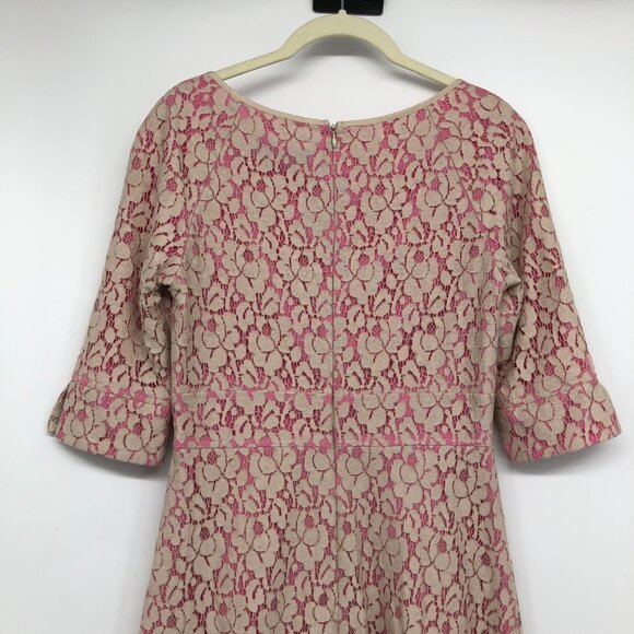 Guess By Marciano Pink Floral Lace Overlay Fit & Flare Date Night Dress 6 - Picture 10 of 16